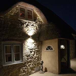 Outdoor Lighting on an18th Century Thatched Cottage